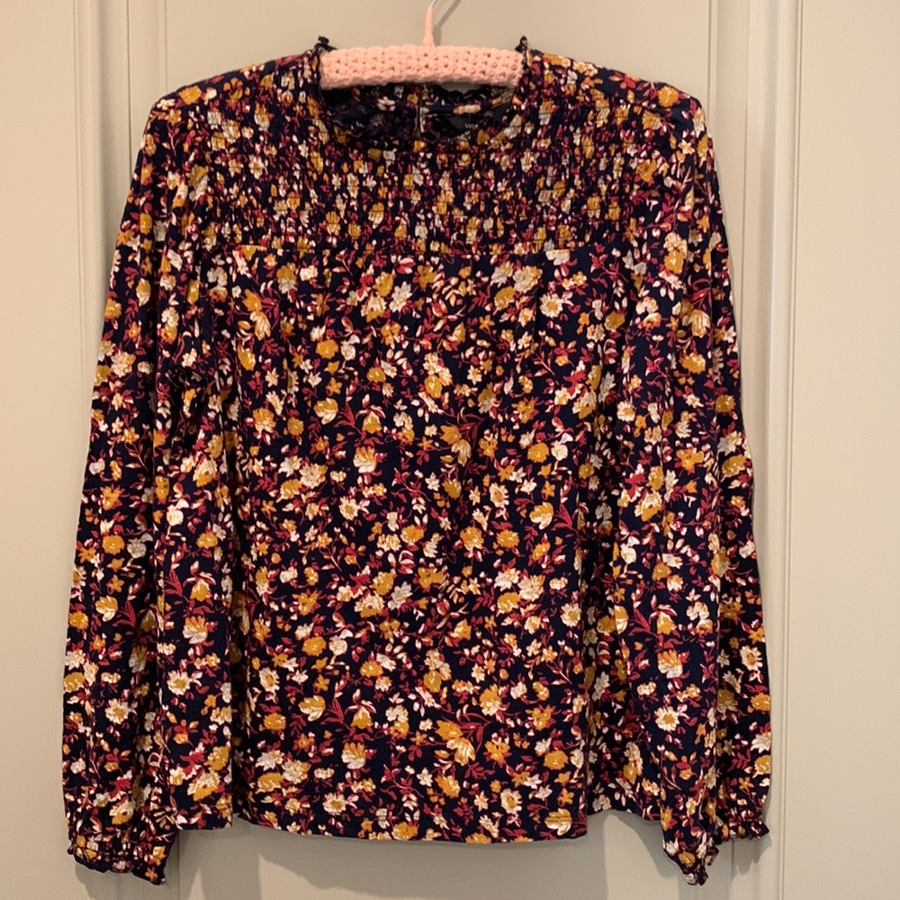 Lucky Brand Smocked Neck Top